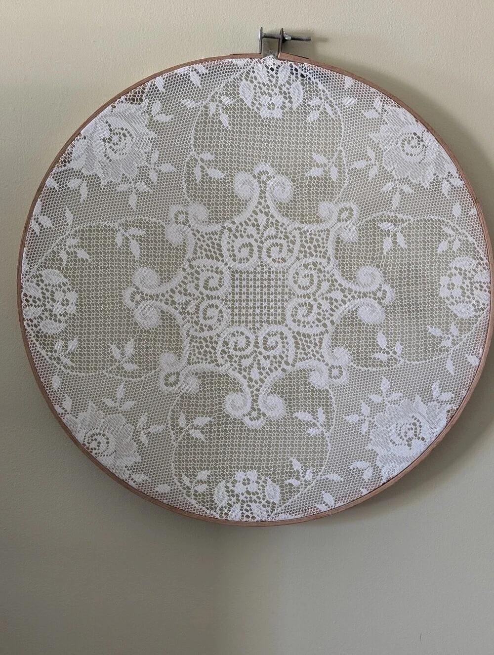 Handmade White Lace Embroidery Hoop Wall Art - Picture 7 of 7